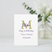 Carte Postale Joyeux 30e Anniversaire monogramme moderne nom gol (Debout devant)