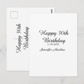 Carte Postale Joyeux 30e anniversaire nom date élégant simple  (Devant / Derrière)