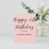 Carte Postale Joyeux 30e anniversaire nom date élégant simple (Debout devant)