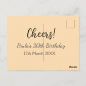 Carte Postale Joyeux 30e anniversaire nom date simple minimal (Dos)
