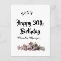 Joyeux 30e anniversaire rose blanc mauve floral no