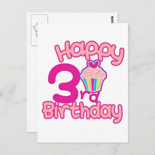 Carte Postale Joyeux 3e anniversaire ! (Devant / Derrière)