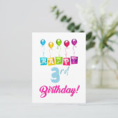 Carte Postale Joyeux 3e anniversaire (Debout devant)