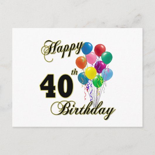 Carte Postale Joyeux 40e anniversaire cadeaux et vêtements d'ann (Devant)