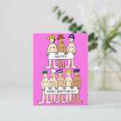 Carte Postale Joyeux 40e anniversaire Cartoon Men avec bannières (Debout devant)