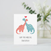 Carte Postale Joyeux 40e anniversaire Mariage mignon Dinosaures (Debout devant)