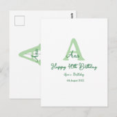 Carte Postale Joyeux 40e anniversaire vert ajouter un nom monogr (Devant / Derrière)