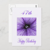 Carte Postale Joyeux 47ème anniversaire pourpre fleurs (Devant / Derrière)