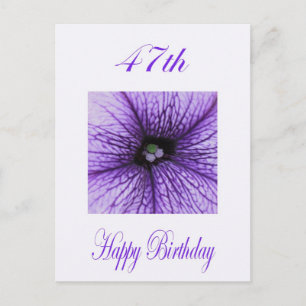 Carte Postale Joyeux 47ème anniversaire pourpre fleurs