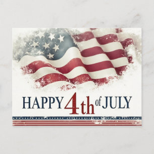 Carte Postale Joyeux 4 juillet - Drapeau américain design vintag