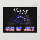 Carte Postale Joyeux 4 juillet Étoiles Rayures Feu d'artifice (Devant)