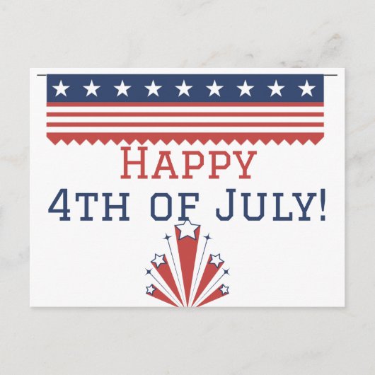 Carte Postale Joyeux 4 juillet fête de l'Indépendance (Devant)