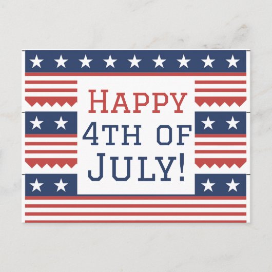 Carte Postale Joyeux 4 juillet fête de l'Indépendance (Devant)