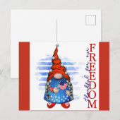 Carte Postale Joyeux 4 juillet Gnome mignon Liberté (Devant / Derrière)
