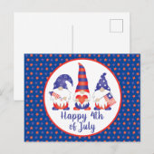 Carte Postale Joyeux 4 juillet Gnomes Rouge Blanc Bleu (Devant / Derrière)
