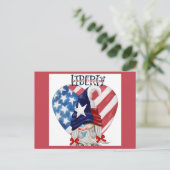 Carte Postale Joyeux 4 juillet mignon Gnome Liberty Cupcake (Debout devant)