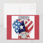 Carte Postale Joyeux 4 juillet mignon Gnome Liberty Cupcake (Devant / Derrière)