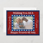 Carte Postale Joyeux 4 Juillet Photo Parties scintillant (Devant / Derrière)