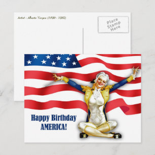 Carte Postale Joyeux 4 juillet. Porte-monnaie vintage