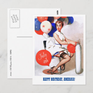 Carte Postale Joyeux 4 juillet. Porte-monnaie vintage