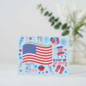 Carte Postale Joyeux 4 Juillet Stars and Stripes Graphics/blue (Debout devant)