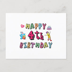 Carte Postale Joyeux 4e anniversaire de Birthday 4 year b-day wi