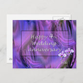 Carte Postale Joyeux 4ème. Anniversaire mariage (Devant / Derrière)