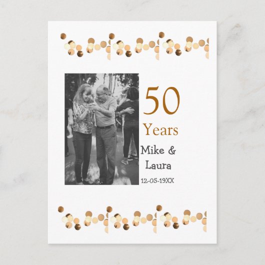 Carte Postale Joyeux 50e anniversaire de mariage couple nom date (Devant)