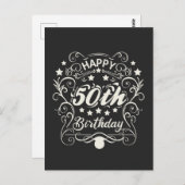 Carte Postale Joyeux 50e anniversaire décoratif. (Devant / Derrière)