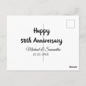 Carte Postale Joyeux 50e anniversaire nom couple date mariage (Dos)