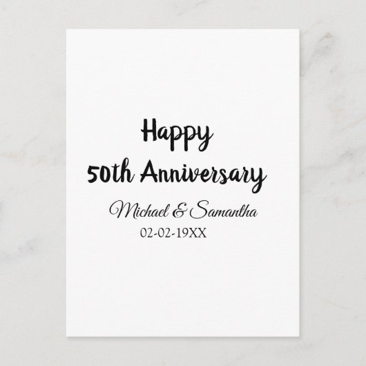 Carte Postale Joyeux 50e anniversaire nom couple date mariage (Devant)