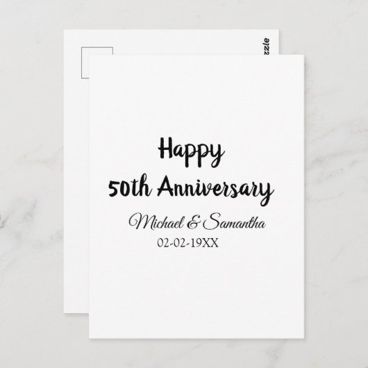 Carte Postale Joyeux 50e anniversaire nom du couple date mariage (Devant / Derrière)