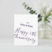 Carte Postale Joyeux 50e anniversaire nom violet année simple (Debout devant)