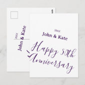 Carte Postale Joyeux 50e anniversaire nom violet année simple (Devant / Derrière)