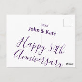 Carte Postale Joyeux 50e anniversaire nom violet année simple (Dos)