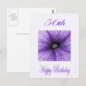Carte Postale Joyeux 56e Birthday purple Blossom (Devant / Derrière)
