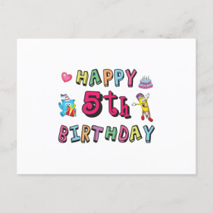 Carte Postale Joyeux 5ème anniversaire voeux d'anniversaire 5 an