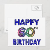 Carte Postale Joyeux 60e anniversaire cadeaux dans la police de  (Devant / Derrière)