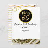 Carte Postale Joyeux 60e anniversaire noir et or thème (Devant / Derrière)