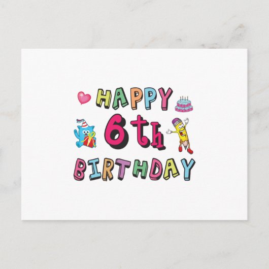 Carte Postale Joyeux 6e anniversaire 6 ans surprise d'anniversai (Devant)