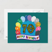 Carte Postale Joyeux 70e anniversaire avec ballons (Devant / Derrière)