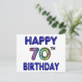 Carte Postale Joyeux 70e anniversaire cadeaux dans la police de  (Debout devant)