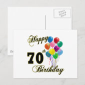 Carte Postale Joyeux 70e anniversaire cadeaux et vêtements d'ann (Devant / Derrière)