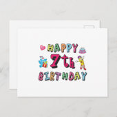 Carte Postale Joyeux 7e anniversaire 7 ans souhaits (Devant / Derrière)