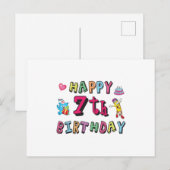 Carte Postale Joyeux 7ème anniversaire 7 ans souhaits (Devant / Derrière)