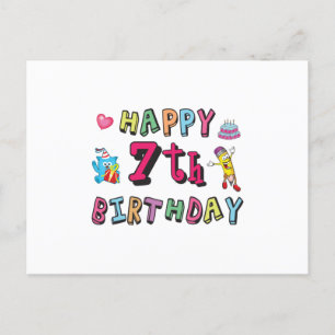 Carte Postale Joyeux 7ème anniversaire voeux pour 7 ans