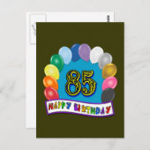 Carte Postale Joyeux 85e Anniversaire avec Ballons (Devant / Derrière)