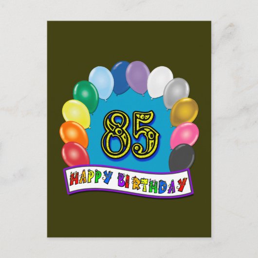 Carte Postale Joyeux 85e Anniversaire avec Ballons (Devant)