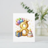 Carte Postale Joyeux 8e Anniversaire (Debout devant)