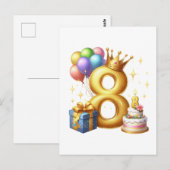 Carte Postale Joyeux 8e Anniversaire (Devant / Derrière)